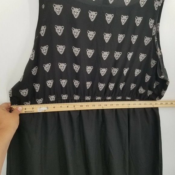 Dots leopard print high low dress womens plus size 24 black sleeveless blousan - Picture 8 of 12